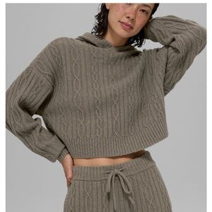 Alo Cable Knit Winter Bliss Hoodie Sweater